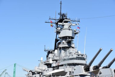 San Pedro, Ca - Ekim 19: Uss Iowa'da (Bb-61) San Pedro, Kaliforniya, 19 Ekim 2018 üzerinde görüldüğü gibi. Şimdi müze yön ve Pasifik savaş gemisi merkezi kontrol altında çalıştırılır.