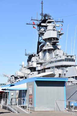 San Pedro, Ca - Ekim 19: Uss Iowa'da (Bb-61) San Pedro, Kaliforniya, 19 Ekim 2018 üzerinde görüldüğü gibi. Şimdi müze yön ve Pasifik savaş gemisi merkezi kontrol altında çalıştırılır.