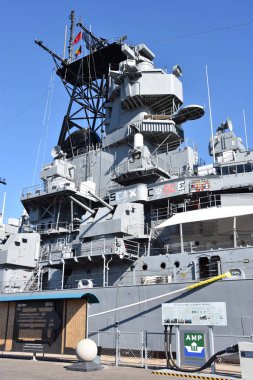 San Pedro, Ca - Ekim 19: Uss Iowa'da (Bb-61) San Pedro, Kaliforniya, 19 Ekim 2018 üzerinde görüldüğü gibi. Şimdi müze yön ve Pasifik savaş gemisi merkezi kontrol altında çalıştırılır.