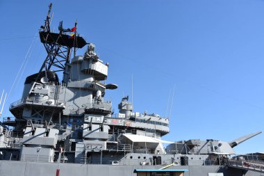 San Pedro, Ca - Ekim 19: Uss Iowa'da (Bb-61) San Pedro, Kaliforniya, 19 Ekim 2018 üzerinde görüldüğü gibi. Şimdi müze yön ve Pasifik savaş gemisi merkezi kontrol altında çalıştırılır.