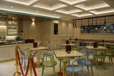 SAN DIEGO, CA - OCT 24: 24 Ekim 2018 'de görüldüğü üzere San Diego, Kaliforniya' ya demirli Norveç Bliss yolcu gemisindeki Cocos. 21 Nisan 2018 'de hizmete girdi..