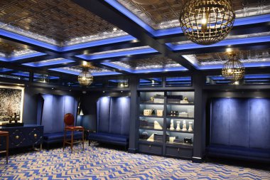 SAN DIEGO, CA - OCT 24: Norveç Bliss yolcu gemisi, 24 Ekim 2018 'de görüldüğü üzere San Diego, Kaliforniya' ya yanaştı. 21 Nisan 2018 'de hizmete girdi..