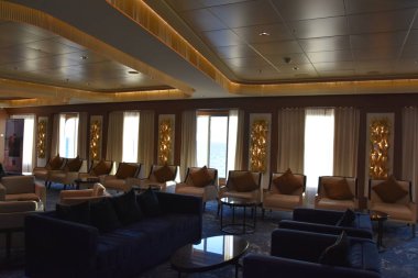 SAN DIEGO, CA - OCT 24: Norveç Bliss yolcu gemisi, 24 Ekim 2018 'de görüldüğü üzere San Diego, Kaliforniya' ya yanaştı. 21 Nisan 2018 'de hizmete girdi..