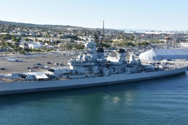 San Pedro, Kaliforniya - Eki 20: Uss Iowa (Bb-61) San Pedro, Kaliforniya, 19 Ekim 2018 tarihinde görüldüğü gibi. Şimdi müze Pasifik Zırhlı Merkezi'nin yönetimi ve kontrolü altında çalıştırılır.