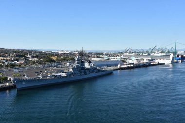 San Pedro, Kaliforniya - Eki 20: Uss Iowa (Bb-61) San Pedro, Kaliforniya, 19 Ekim 2018 tarihinde görüldüğü gibi. Şimdi müze Pasifik Zırhlı Merkezi'nin yönetimi ve kontrolü altında çalıştırılır.