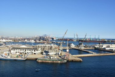San Pedro, Ca - Eki 20: Los Angeles San Pedro Limanı, Kaliforniya, görüldüğü gibi 20 Ekim 2018. Bölge, balıkçılık endüstrisinin hakimiyetinden los angeles şehrinde öncelikle işçi sınıfı topluluğu haline geldi..