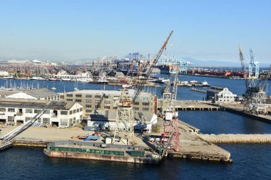 San Pedro, Ca - Eki 20: Los Angeles San Pedro Limanı, Kaliforniya, görüldüğü gibi 20 Ekim 2018. Bölge, balıkçılık endüstrisinin hakimiyetinden los angeles şehrinde öncelikle işçi sınıfı topluluğu haline geldi..
