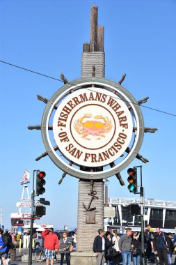San Francisco, Kaliforniya - Eki 22: San Francisco ünlü Fishermans Wharf Işareti. Kaliforniya, 22 Ekim 2018 tarihinde görüldüğü gibi. 