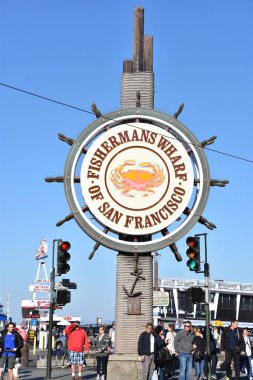 San Francisco, Kaliforniya - Eki 22: San Francisco ünlü Fishermans Wharf Işareti. Kaliforniya, 22 Ekim 2018 tarihinde görüldüğü gibi. 