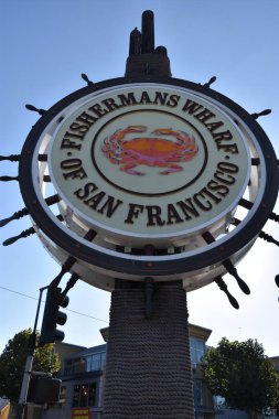 San Francisco, Kaliforniya - Eki 22: San Francisco ünlü Fishermans Wharf Işareti. Kaliforniya, 22 Ekim 2018 tarihinde görüldüğü gibi. 