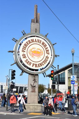 San Francisco, Kaliforniya - Eki 22: San Francisco ünlü Fishermans Wharf Işareti. Kaliforniya, 22 Ekim 2018 tarihinde görüldüğü gibi. 