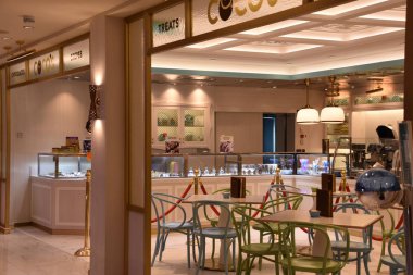 SAN DIEGO, CA - OCT 24: 24 Ekim 2018 'de görüldüğü üzere San Diego, Kaliforniya' ya demirli Norveç Bliss yolcu gemisindeki Cocos. 21 Nisan 2018 'de hizmete girdi..