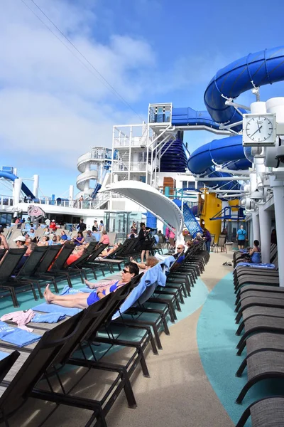 Long Beach Californie Oct Pont Piscine Sur Navire Croisière Norwegian — Photo