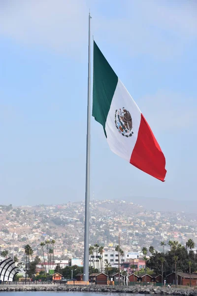 Bandeira Mexicana Içada Porto Ensenada México — Fotografia de Stock