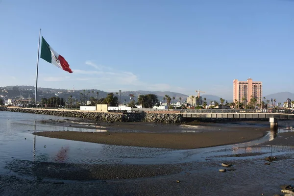 Mexican Flag Hoisted Port Ensenada Mexico — Stock Photo, Image