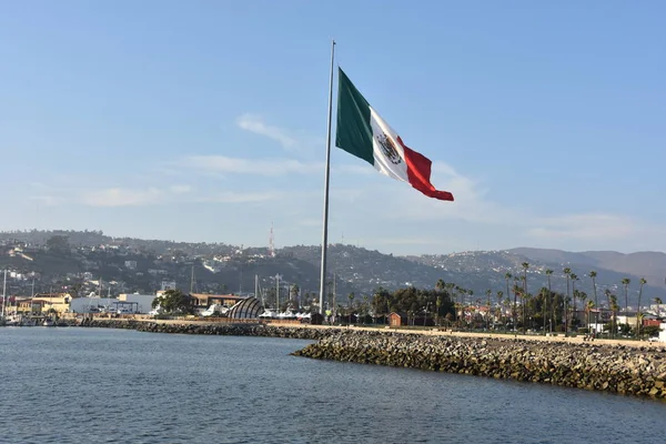 Mexican Flag Hoisted Port Ensenada Mexico — Stock Photo, Image
