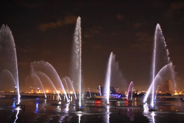 Dubai Uae December Képzeld Víz Tűz Fény Show Dubai Festival — Stock Fotó