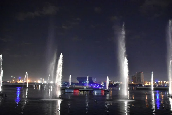Dubai Emiratos Árabes Unidos Dic Imagine Espectáculo Agua Fuego Luz — Foto de Stock