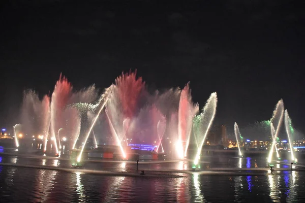 Dubai Uae Dec Imagine Water Fire Light Show Dubai Festival — Stock Photo, Image