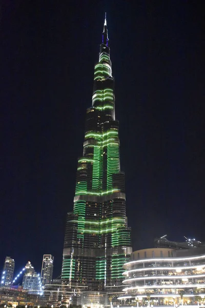 Dubai Emiratos Árabes Unidos Dic Espectáculo Luces Led Burj Khalifa — Foto de Stock