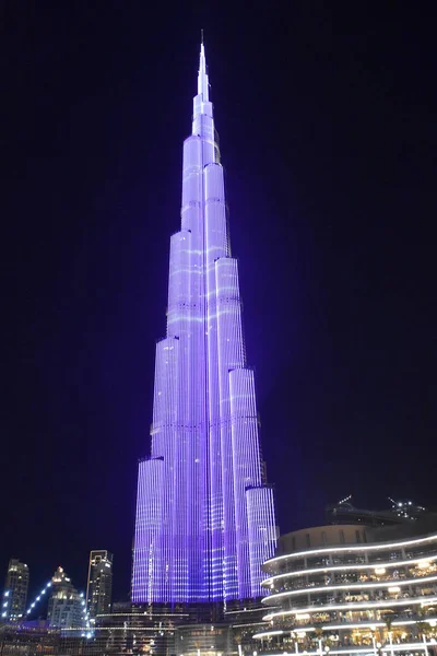 Dubai Emirati Arabi Uniti Dec Luci Led Mostrano Burj Khalifa — Foto Stock