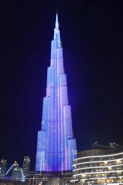 Дубаї Оае Грудня Світлодіодні Ліхтарі Показати Бурдж Халіфа Дубаї Оае — стокове фото