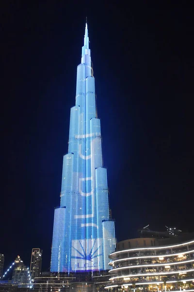 Dubai Vae December Led Lampjes Laten Zien Bij Burj Khalifa — Stockfoto