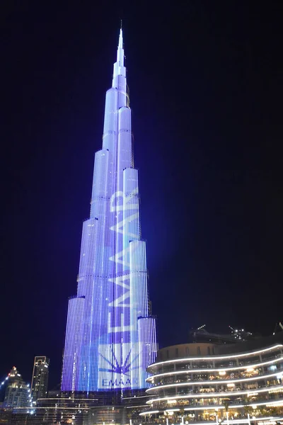 Dubai Uae Dec Led Lamporna Visar Burj Khalifa Dubai Uae — Stockfoto