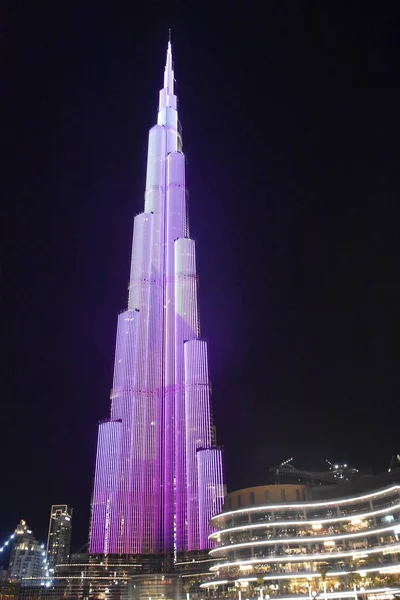 Dubai Emirati Arabi Uniti Dec Luci Led Mostrano Burj Khalifa — Foto Stock