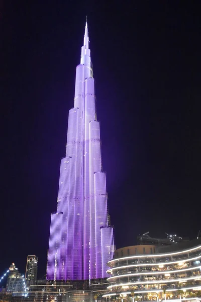 Дубаї Оае Грудня Світлодіодні Ліхтарі Показати Бурдж Халіфа Дубаї Оае — стокове фото