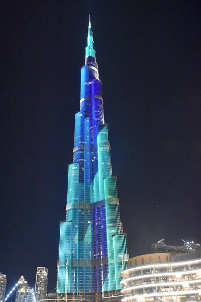 Dubai Vae December Led Lampjes Laten Zien Bij Burj Khalifa — Stockfoto