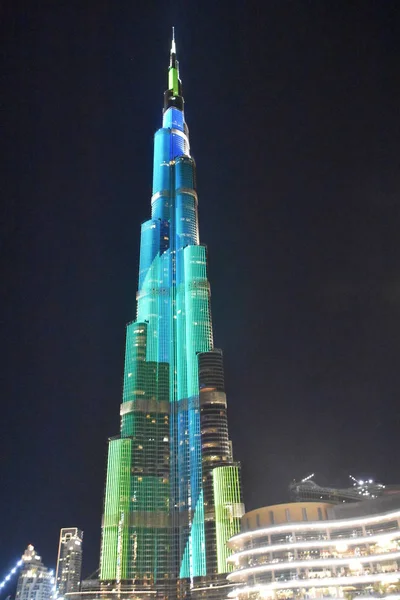 Dubai Uae December Led Lámpák Mutatnak Burj Khalifa Dubai Uae — Stock Fotó
