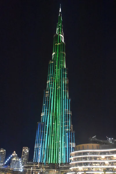 Dubai Uae Dec Led Lamporna Visar Burj Khalifa Dubai Uae — Stockfoto
