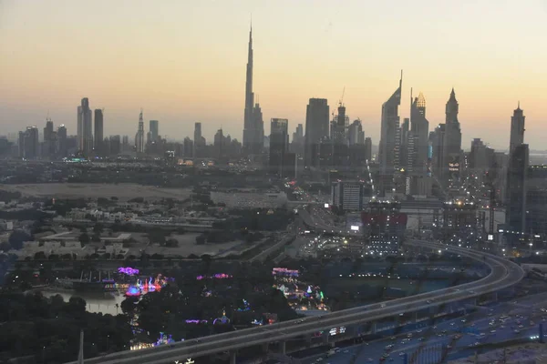 Dubai Emirados Árabes Unidos Dec Vista Arranha Céus Sheikh Zayed — Fotografia de Stock