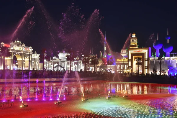 Dubai Emirados Árabes Unidos Dec Fountain Show Global Village Dubai — Fotografia de Stock