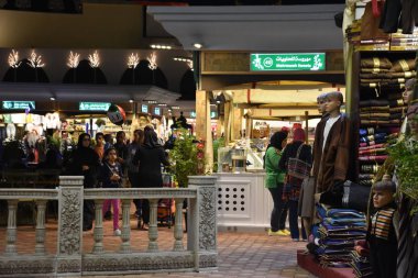 Dubai, Bae - Aralık 12: Dubai Global Village Arap pavyonu, Bae, 12 Aralık görüldüğü gibi. 2018. Global Village dünyanın en büyük turizm, eğlence ve eğlence projesi olarak iddia ediliyor.