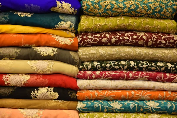 Stacks Beautiful Colorful Embroidered Cloth — Stock Photo, Image