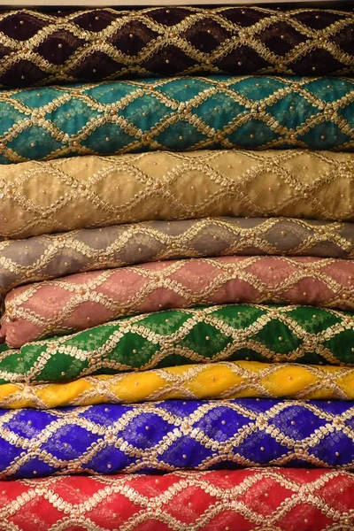 Stacks Beautiful Colorful Embroidered Cloth — Stock Photo, Image