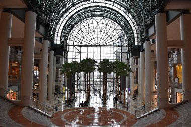 NEW YORK, NY  APR 14: Brookfield Place in Manhattan, New York, as seen on April 14, 2019. Also known as the World Financial Center,  it is a shopping center and office-building complex in the Battery Park neighborhood. clipart