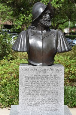 18 Nisan 2019 'da Alvar Nunez Cabeza De Vaca, McGovern Centennial Gardens' da Hawkins Heykel Yürüyüşü, Houston, Teksas 'taki Hermann Parkı' nda görüldü..