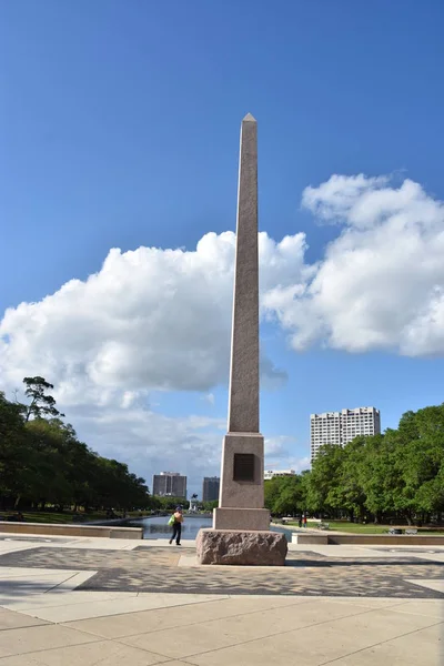Houston Abr Pioneer Memorial Obelisk Reflection Pool Hermann Park Houston — Foto de Stock