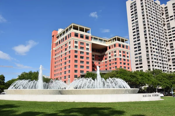 Houston Apr Mecom Fountain Στο Χιούστον Του Τέξας Όπως Φαίνεται — Φωτογραφία Αρχείου