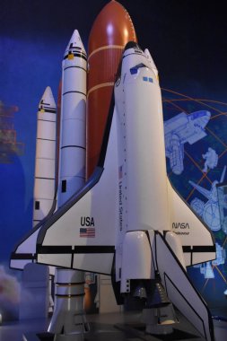 Houston, Tx - Nis 19: Houston Uzay Merkezi, Teksas, Nisan'da 19, 2019. Onun önde gelen bilim ve uzay öğrenme merkezi, Nasa Johnson Uzay Merkezi resmi ziyaretçi merkezi ve Smithsonian müzesi.