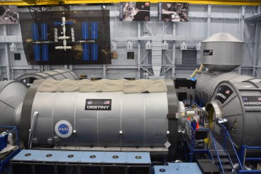 Houston, Tx - Nis 19: Nisan'da Houston Texas Uzay Merkezi'nde Astronot Eğitim Tesisi 19 Nisan 2019. Onun bir bilim ve uzay öğrenme merkezi, Nasa Johnson Uzay Merkezi resmi ziyaretçi merkezi ve Smithsonian müzesi.