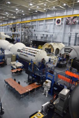 Houston, Tx - Nis 19: Nisan'da Houston Texas Uzay Merkezi'nde Astronot Eğitim Tesisi 19 Nisan 2019. Onun bir bilim ve uzay öğrenme merkezi, Nasa Johnson Uzay Merkezi resmi ziyaretçi merkezi ve Smithsonian müzesi.