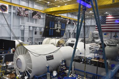Houston, Tx - Nis 19: Nisan'da Houston Texas Uzay Merkezi'nde Astronot Eğitim Tesisi 19 Nisan 2019. Onun bir bilim ve uzay öğrenme merkezi, Nasa Johnson Uzay Merkezi resmi ziyaretçi merkezi ve Smithsonian müzesi.