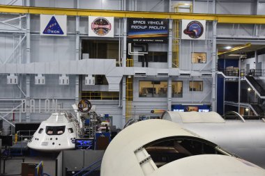 Houston, Tx - Nis 19: Nisan'da Houston Texas Uzay Merkezi'nde Astronot Eğitim Tesisi 19 Nisan 2019. Onun bir bilim ve uzay öğrenme merkezi, Nasa Johnson Uzay Merkezi resmi ziyaretçi merkezi ve Smithsonian müzesi.