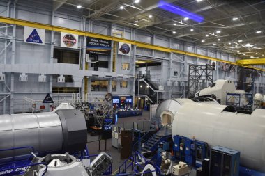 Houston, Tx - Nis 19: Nisan'da Houston Texas Uzay Merkezi'nde Astronot Eğitim Tesisi 19 Nisan 2019. Onun bir bilim ve uzay öğrenme merkezi, Nasa Johnson Uzay Merkezi resmi ziyaretçi merkezi ve Smithsonian müzesi.