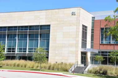 Houston, Tx - Nis 19: 19 Nisan 2019 tarihinde Houston Texas Uzay Merkezi'nde Binalar. Onun bir bilim ve uzay öğrenme merkezi, Nasa Johnson Uzay Merkezi resmi ziyaretçi merkezi ve Smithsonian müzesi.