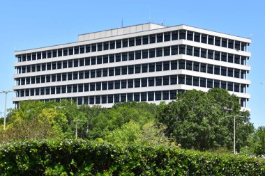 Houston, Tx - Nis 19: 19 Nisan 2019 tarihinde Houston Texas Uzay Merkezi'nde Binalar. Onun bir bilim ve uzay öğrenme merkezi, Nasa Johnson Uzay Merkezi resmi ziyaretçi merkezi ve Smithsonian müzesi.